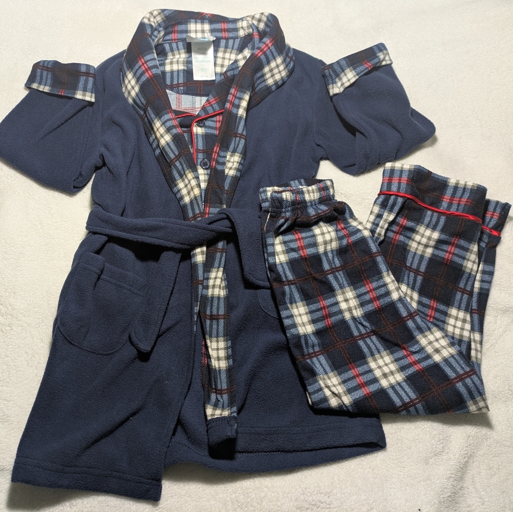 Boys 3-pc Shirt Pants Pajamas Robe Set